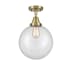 Innovations Lighting Beacon 10" Wide Semi-Flush Ceiling Fixture Antique Brass / Clear