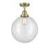 Innovations Lighting Beacon 12" Wide Semi-Flush Ceiling Fixture Antique Brass / Clear