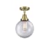 Innovations Lighting Beacon 8" Wide Semi-Flush Globe Ceiling Fixture Antique Brass / Clear