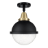 Innovations Lighting Hampden 9" Wide Semi-Flush Globe Ceiling Fixture Black Antique Brass / Seedy