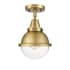 Innovations Lighting Hampden 7" Wide Semi-Flush Globe Ceiling Fixture Brushed Brass / Clear