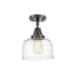 Innovations Lighting Bell 8" Wide Semi-Flush Ceiling Fixture Matte Black / Clear Deco Swirl