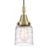 Innovations Lighting Bell 5" Wide Mini Pendant with Clear Deco Swirl Glass Shade Antique Brass