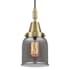 Innovations Lighting Bell 5" Wide Mini Pendant with Light Smoke Glass Shade Antique Brass
