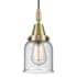 Innovations Lighting Bell 5" Wide Mini Pendant with Clear, Seedy Glass Shade Antique Brass