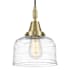 Innovations Lighting Bell 8" Wide Mini Pendant with Clear Deco Swirl Glass Shade Antique Brass