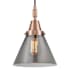Innovations Lighting Cone 8" Wide Mini Pendant with Light Smoke Glass Shade Antique Copper