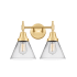 Innovations Lighting Cone 2 Light 17" Wide Vanity Light Satin Gold / Clear