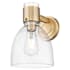 Innovations Lighting Lawton Bell 9" Tall Bathroom Sconce with Clear, Seedy Glass Shade Brushed Brass