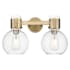 Innovations Lighting Lawton Sphere 2 Light 16" Wide Vanity Light with Clear, Seedy Glass Shades Brushed Brass