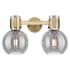 Innovations Lighting Lawton Sphere 2 Light 16" Wide Vanity Light with Light Smoke Glass Shades Brushed Brass