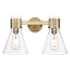 Innovations Lighting Lawton Cone 2 Light 16" Wide Vanity Light with Clear Glass Shades Brushed Brass