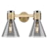 Innovations Lighting Lawton Cone 2 Light 16" Wide Vanity Light with Light Smoke Glass Shades Brushed Brass
