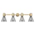 Innovations Lighting Lawton Cone 4 Light 34" Wide Vanity Light with Light Smoke Glass Shades Brushed Brass