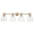 Innovations Lighting Lawton Bell 4 Light 34" Wide Vanity Light with Clear, Seedy Glass Shades Brushed Brass