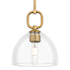 Innovations Lighting Hudson 8" Wide Mini Pendant with Clear Glass Shade Brushed Brass