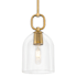 Innovations Lighting Hudson 6" Wide Mini Pendant with Clear Glass Dome Shade Brushed Brass