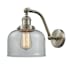 Innovations Lighting Large Bell Single Light 12" Tall Bathroom Sconce Brushed Satin Nickel / Clear