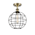 Innovations Lighting Lake Placid 10" Wide Semi-Flush Globe Ceiling Fixture Antique Brass / Matte Black