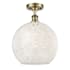 Innovations Lighting White Mouchette 12" Wide Semi-Flush Ceiling Fixture Antique Brass