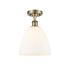 Innovations Lighting Bristol Glass 9" Wide Semi-Flush Ceiling Fixture Antique Brass / Matte White