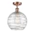 Innovations Lighting Large Deco Swirl 10" Wide Semi-Flush Ceiling Fixture Antique Copper / Clear