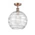 Innovations Lighting X-Large Deco Swirl 12" Wide Semi-Flush Ceiling Fixture Antique Copper / Clear