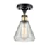 Innovations Lighting Conesus 6" Wide Semi-Flush Ceiling Fixture Black Antique Brass / Clear Crackle