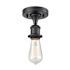 Innovations Lighting Bare Bulb Single Light 8" Wide Flush Mount Ceiling Fixture Matte Black