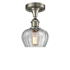 Innovations Lighting Fenton Single Light 7" Wide Semi-Flush Ceiling Fixture Brushed Satin Nickel / Clear Fluted