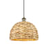 Innovations Lighting Woven Rattan 12" Wide Pendant with Shade Antique Brass / Natural