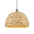 Innovations Lighting Woven Rattan 16" Wide Pendant with Shade Antique Brass / Natural