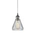 Innovations Lighting Conesus Single Light 6" Wide Mini Pendant Brushed Satin Nickel / Clear Crackle