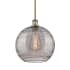 Innovations Lighting Athens Deco Swirl 12" Wide Pendant Antique Brass / Light Smoke Deco Swirl