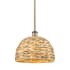 Innovations Lighting Woven Rattan 12" Wide Pendant Antique Brass / Natural