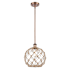 Innovations Lighting Large Farmhouse Rope 10" Wide Mini Pendant Antique Copper / Clear Glass with Brown Rope
