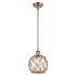 Innovations Lighting Farmhouse Rope 8" Wide Mini Pendant Antique Copper / Clear Glass with Brown Rope