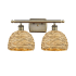 Innovations Lighting Woven Rattan 2 Light 18" Wide Vanity Light Antique Brass / Natural