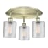 Innovations Lighting Cobbleskill 3 Light 18" Wide Flush Mount Ceiling Fixture Antique Brass / Clear