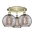 Innovations Lighting Athens Deco Swirl 3 Light 22" Wide Semi-Flush Ceiling Fixture Antique Brass