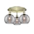 Innovations Lighting Athens Deco Swirl 3 Light 20" Wide Semi-Flush Ceiling Fixture Antique Brass / Light Smoke Deco Swirl