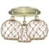 Innovations Lighting Farmhouse Rope 3 Light 22" Wide Semi-Flush Ceiling Fixture Antique Brass / Clear Glass with Brown Rope