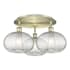 Innovations Lighting Ithaca 3 Light 22" Wide Flush Mount Ceiling Fixture Antique Brass / Clear Ithaca
