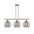 Innovations Lighting Athens Deco Swirl 3 Light 37" Wide Linear Chandelier Antique Brass / Light Smoke Deco Swirl