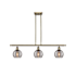 Innovations Lighting Athens Deco Swirl 3 Light 36" Wide Linear Chandelier with 6" Wide Shades Antique Brass / Light Smoke Deco Swirl