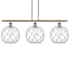 Innovations Lighting Farmhouse Rope 3 Light 37" Wide Linear Pendant Antique Brass / Clear Glass with White Rope