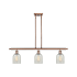 Innovations Lighting Caledonia 3 Light 36" Wide Linear Chandelier Antique Copper / Mouchette