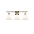 Innovations Lighting Bristol Glass 3 Light 28" Wide Vanity Light Antique Brass / Matte White
