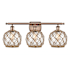 Innovations Lighting Farmhouse Rope 3 Light 26" Wide Bathroom Vanity Light Antique Copper / Clear / Brown