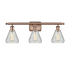 Innovations Lighting Conesus 3 Light 26" Wide Bathroom Vanity Light Antique Copper / Clear Crackle